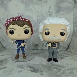 Funko Pop Icons Rosie The Riveter and Albert Einstein, Loose, Great Condition